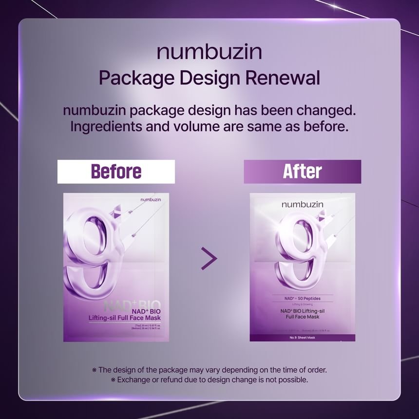 numbuzin - No.9 NAD Bio Lifting-sil Full Face Mask Set-1